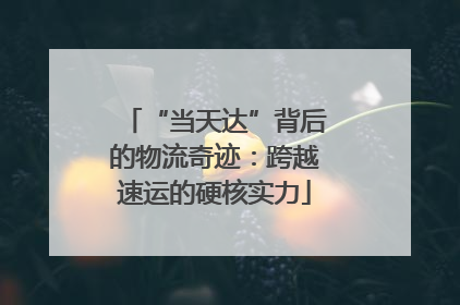 “当天达”背后的物流奇迹：跨越速运的硬核实力