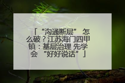 “沟通断层” 怎么破？江苏海门四甲镇：基层治理 先学会 “好好说话”