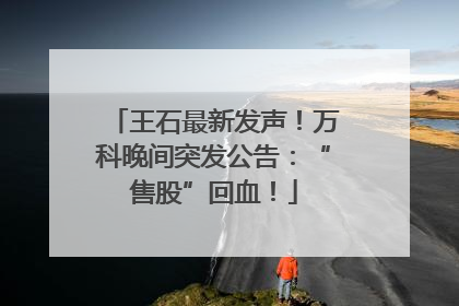 王石最新发声！万科晚间突发公告：“售股”回血！