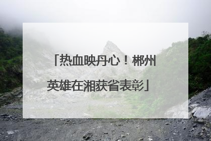 热血映丹心！郴州英雄在湘获省表彰