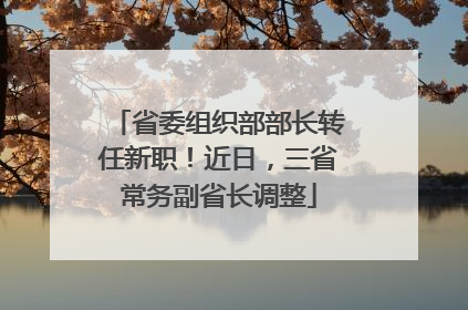 省委组织部部长转任新职！近日，三省常务副省长调整