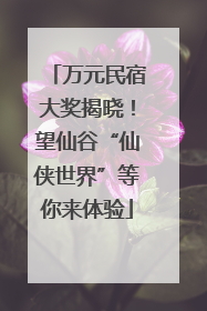 万元民宿大奖揭晓！望仙谷“仙侠世界”等你来体验