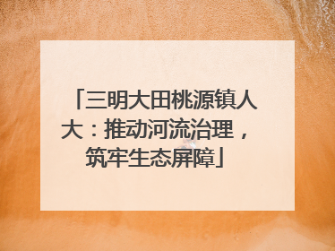 三明大田桃源镇人大：推动河流治理，筑牢生态屏障