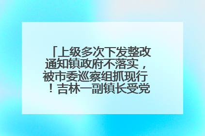 上级多次下发整改通知镇政府不落实，被市委巡察组抓现行！吉林一副镇长受党内警告处分