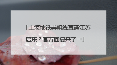 上海地铁崇明线直通江苏启东？官方回复来了→