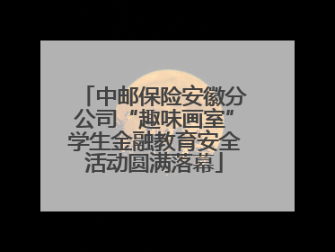 中邮保险安徽分公司“趣味画室”学生金融教育安全活动圆满落幕