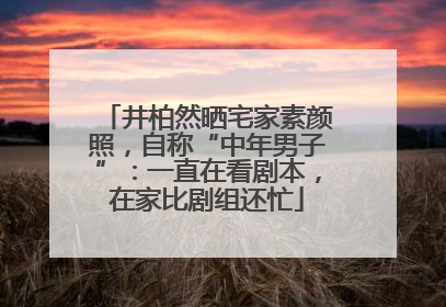 井柏然晒宅家素颜照，自称“中年男子”：一直在看剧本，在家比剧组还忙
