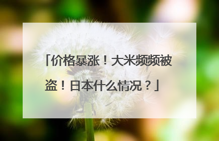 价格暴涨！大米频频被盗！日本什么情况？