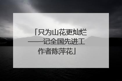 只为山花更灿烂——记全国先进工作者陈萍花