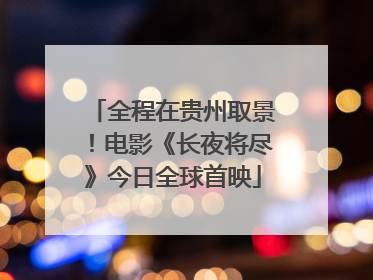 全程在贵州取景！电影《长夜将尽》今日全球首映
