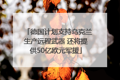 德国计划支持乌克兰生产远程武器 还将提供50亿欧元军援