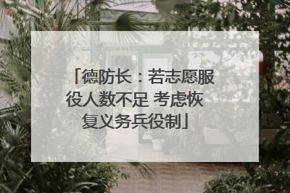 德防长：若志愿服役人数不足 考虑恢复义务兵役制