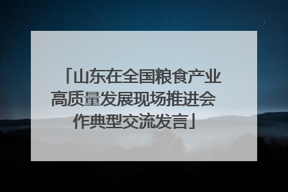 山东在全国粮食产业高质量发展现场推进会作典型交流发言