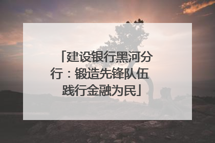 建设银行黑河分行：锻造先锋队伍 践行金融为民