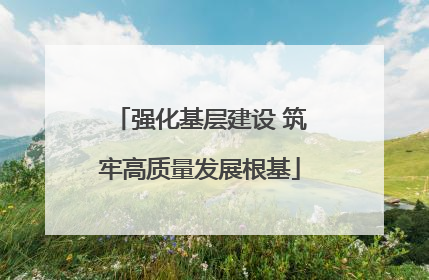 强化基层建设 筑牢高质量发展根基