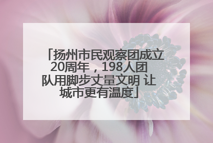 扬州市民观察团成立20周年，198人团队用脚步丈量文明 让城市更有温度