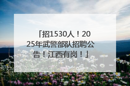 招1530人！2025年武警部队招聘公告！江西有岗！