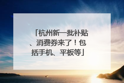 杭州新一批补贴、消费券来了！包括手机、平板等