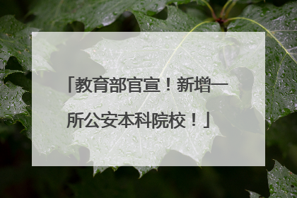 教育部官宣！新增一所公安本科院校！