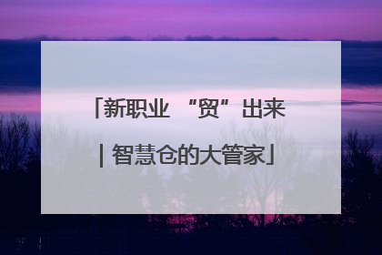 新职业 “贸”出来｜智慧仓的大管家