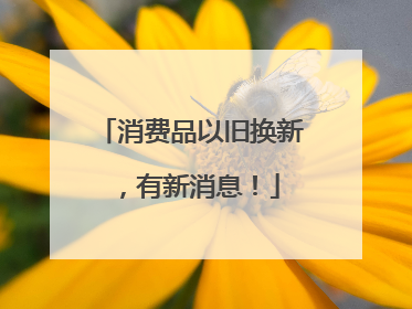 消费品以旧换新，有新消息！