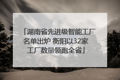 湖南省先进级智能工厂名单出炉 衡阳以32家工厂数量领跑全省