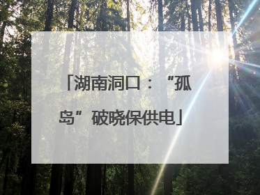 湖南洞口：“孤岛”破晓保供电