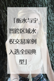 衡水与宁晋跨区域水权交易案例入选全国典型
