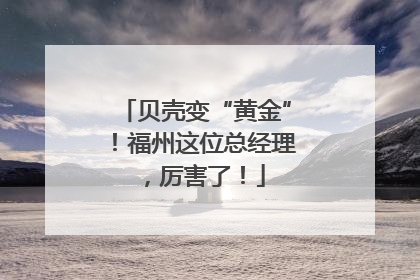 贝壳变“黄金”！福州这位总经理，厉害了！