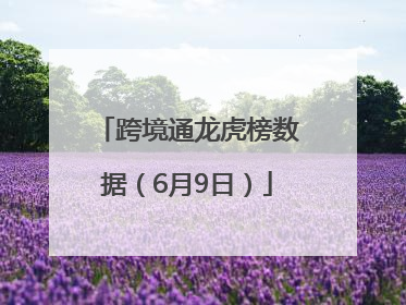 跨境通龙虎榜数据（6月9日）