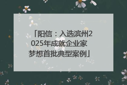 阳信：入选滨州2025年成就企业家梦想首批典型案例