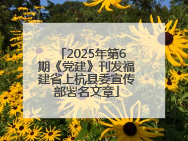 2025年第6期《党建》刊发福建省上杭县委宣传部署名文章